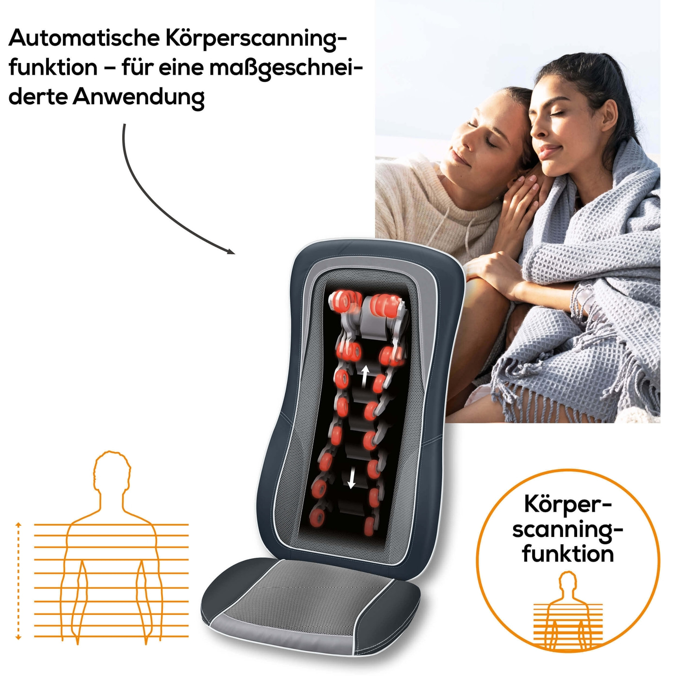 Beurer MG 315 Shiatsu Sitzauflage-Massagesitzauflage für tiefenwirksame Shiatsu, Rolling und Swing Massage