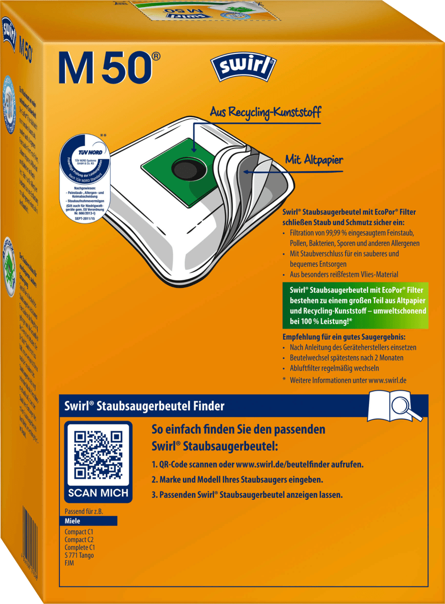 Staubsaugerbeutel M50 MicroPor Plus inkl. 1 Filter, 4 St