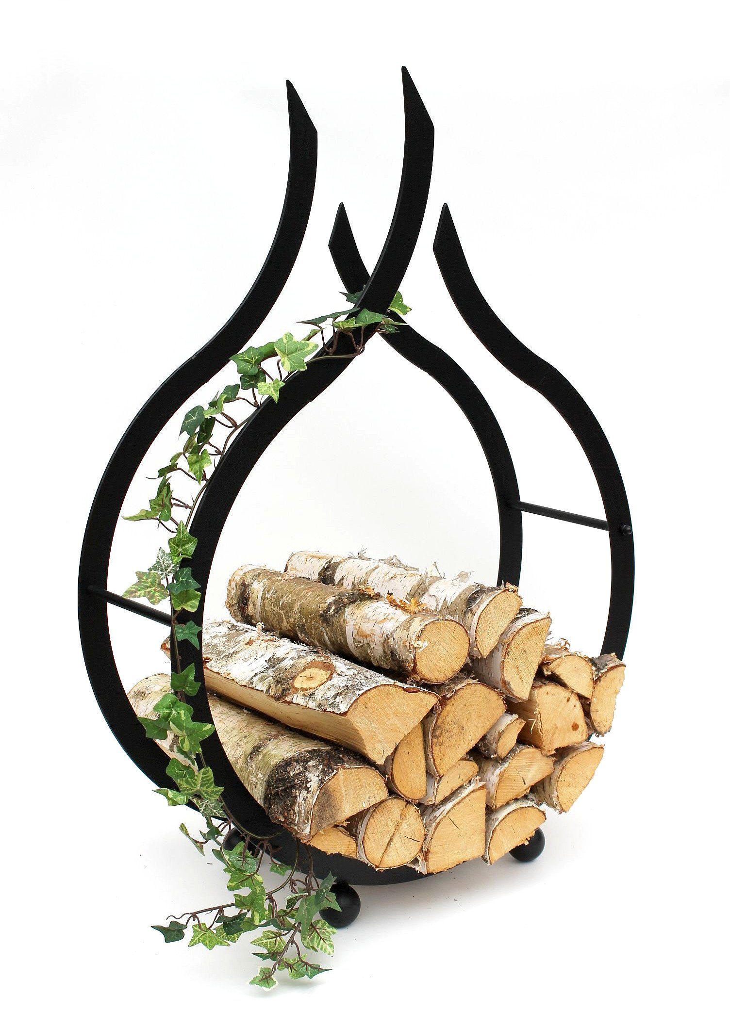 DanDiBo Kaminholzregal Kaminholzregal Flamme Kaminholzständer 78 cm Holzkorb Kaminholzhalter Holzregal