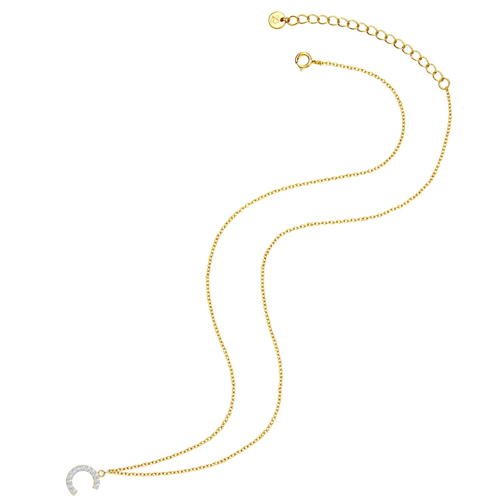Glanzstücke München Collier en argent Lettre C Argent sterling Oxyde de zirconium (CZ) en Or jaune collier