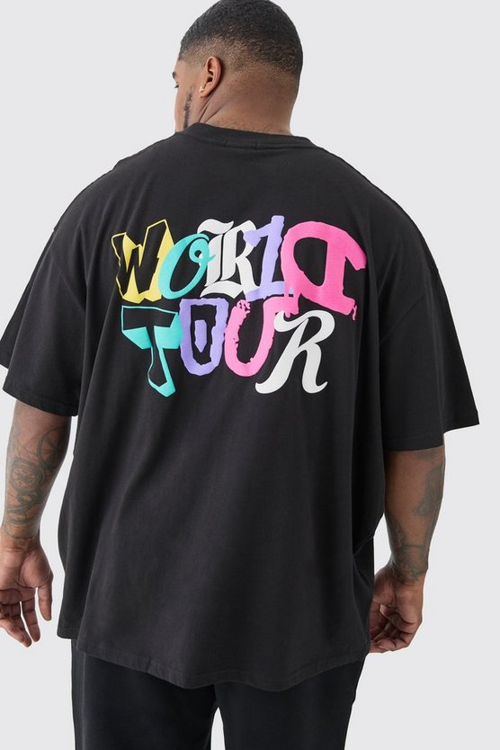 Plus Oversize T-Shirt mit World Tour Print