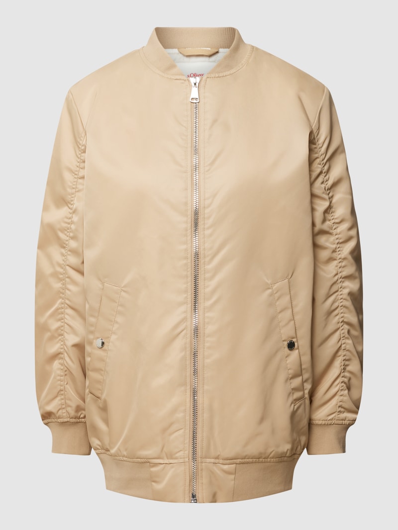 Bomberjacke mit Reißverschluss in beige