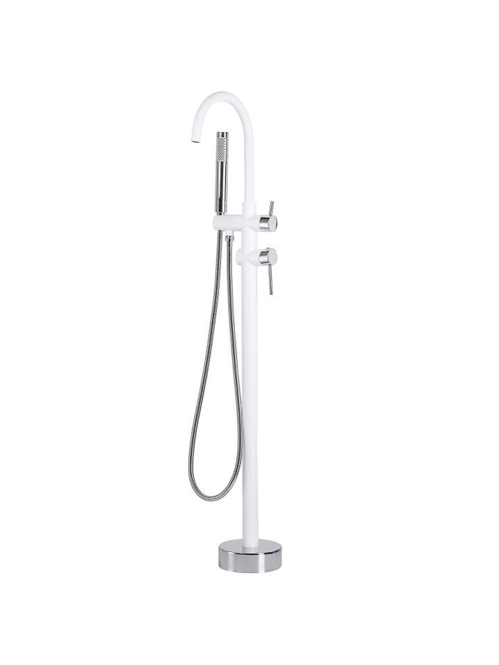 Beliani Wannenarmaturen TUGELA in Weiß/Silber - (W) 21 x (H) 116 x (L) 16 cm günstig kaufen onesize