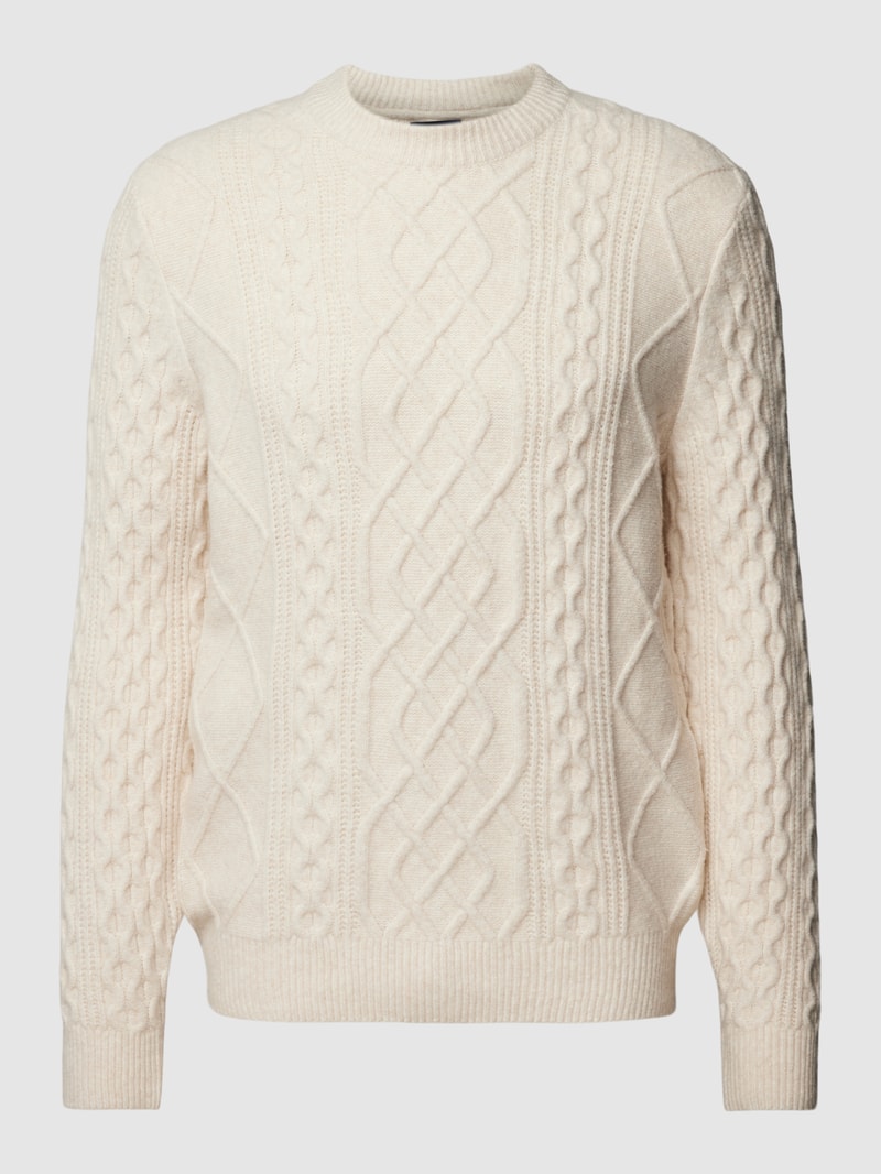 Strickpullover mit Strukturmuster in offwhite meliert