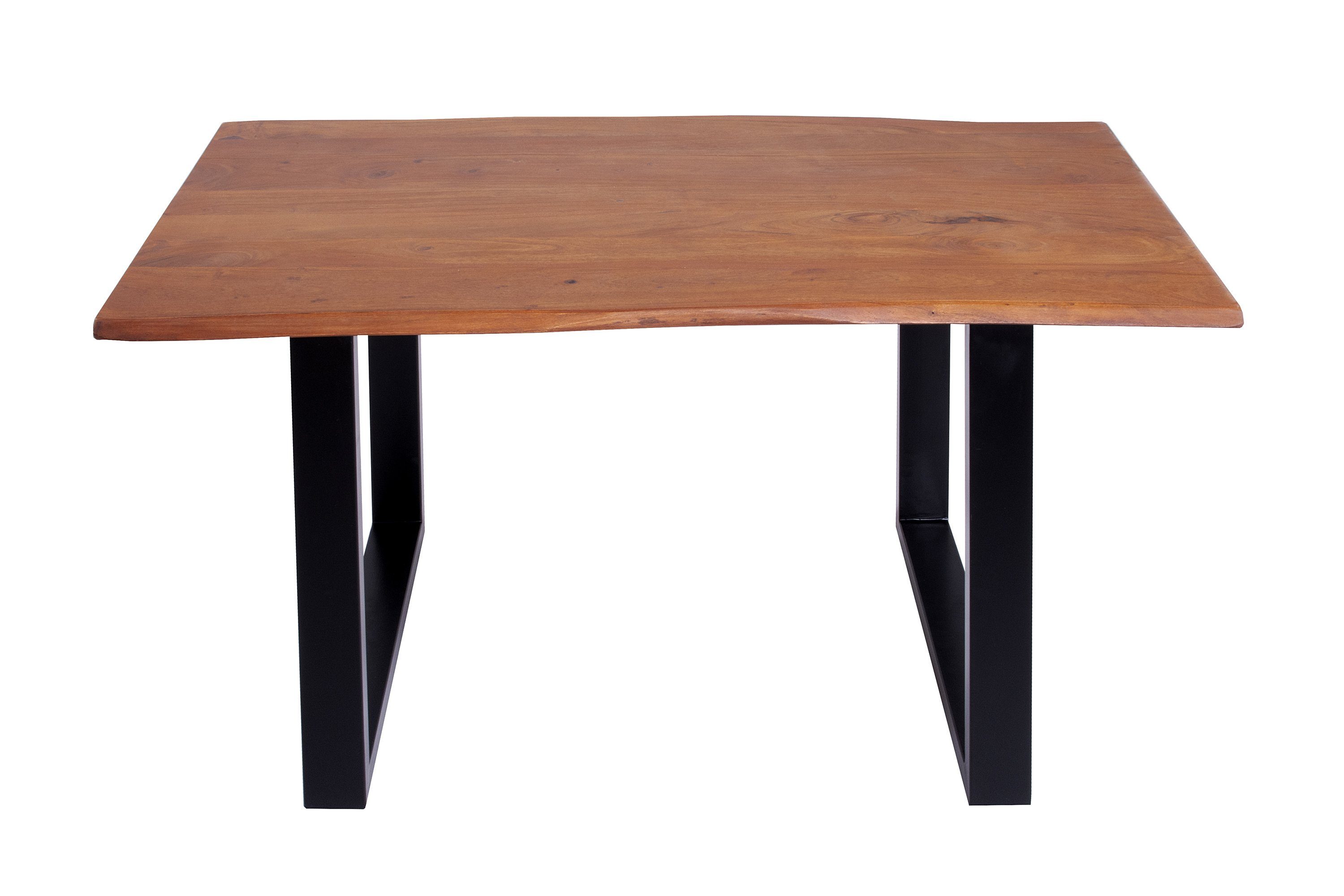 SAM® Essgruppe Flower, Akazienholz, nussbaumfarben, Baumkante, Metallgestell und 4 Stühle
