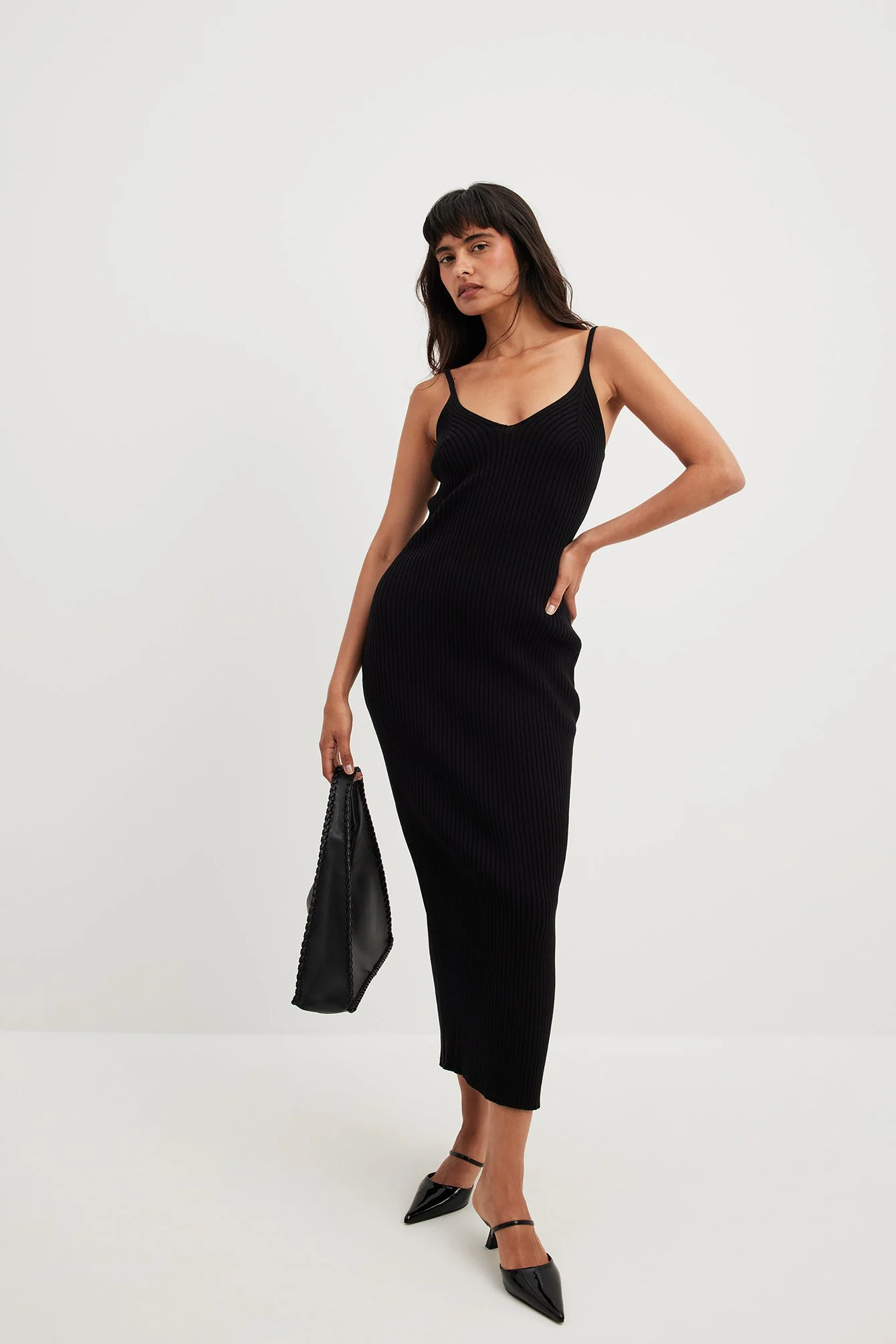 Midi-Slipkleid aus Rippenstrick