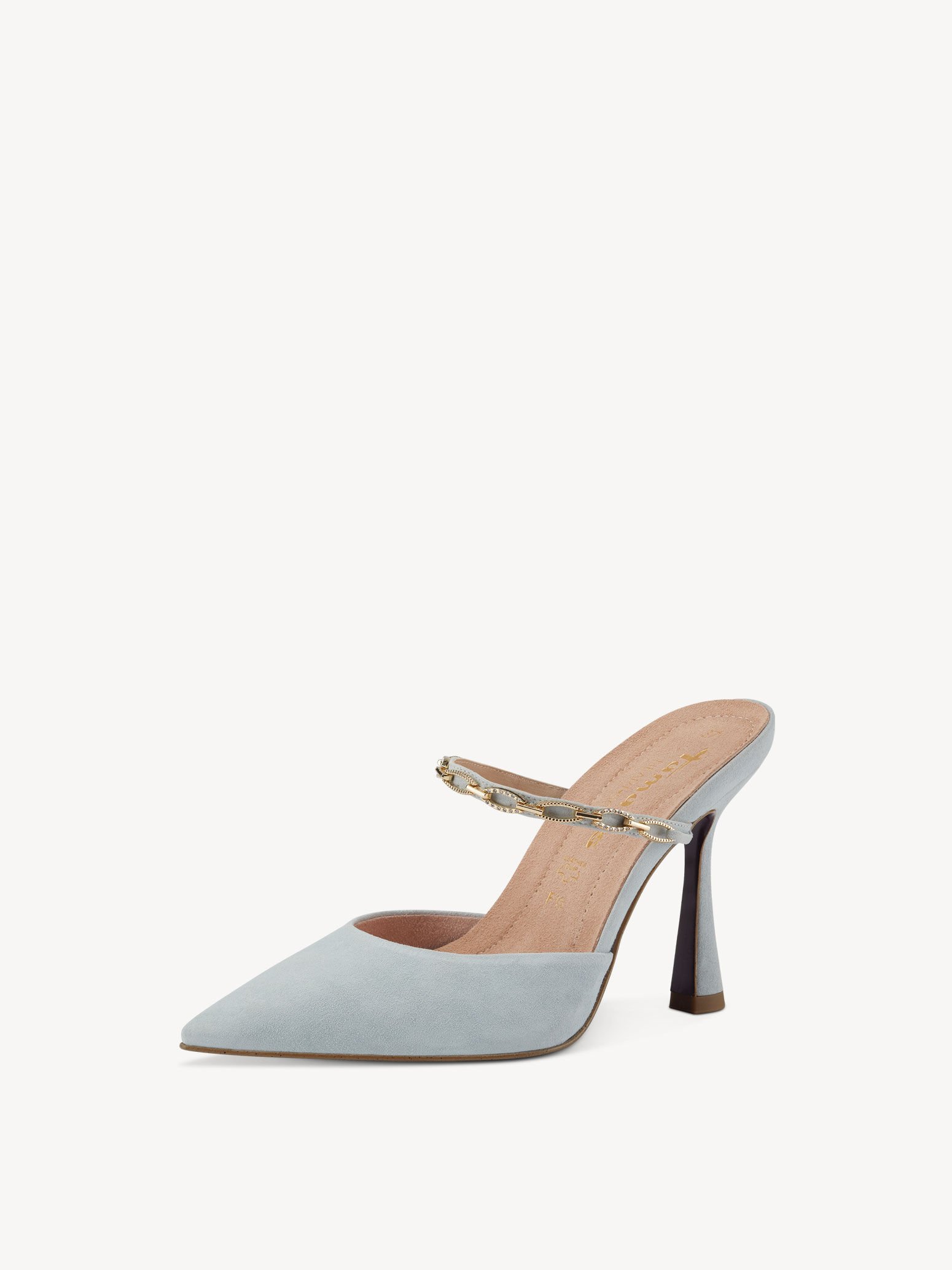 Sandale à talon en cuir - bleu