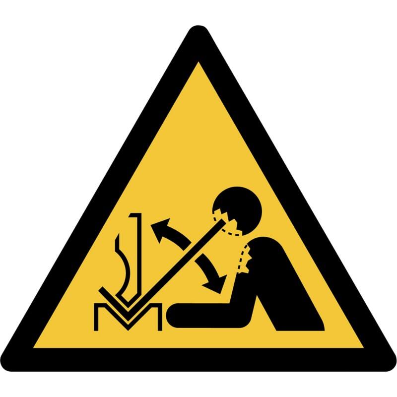 Djois Warnschild Warnung vor hochschnellendem Werkstück in der Presse Klebstoff, einschraubbar PP (Polypropylen) 20 (B) x 0,14 (H) cm 3 Stück