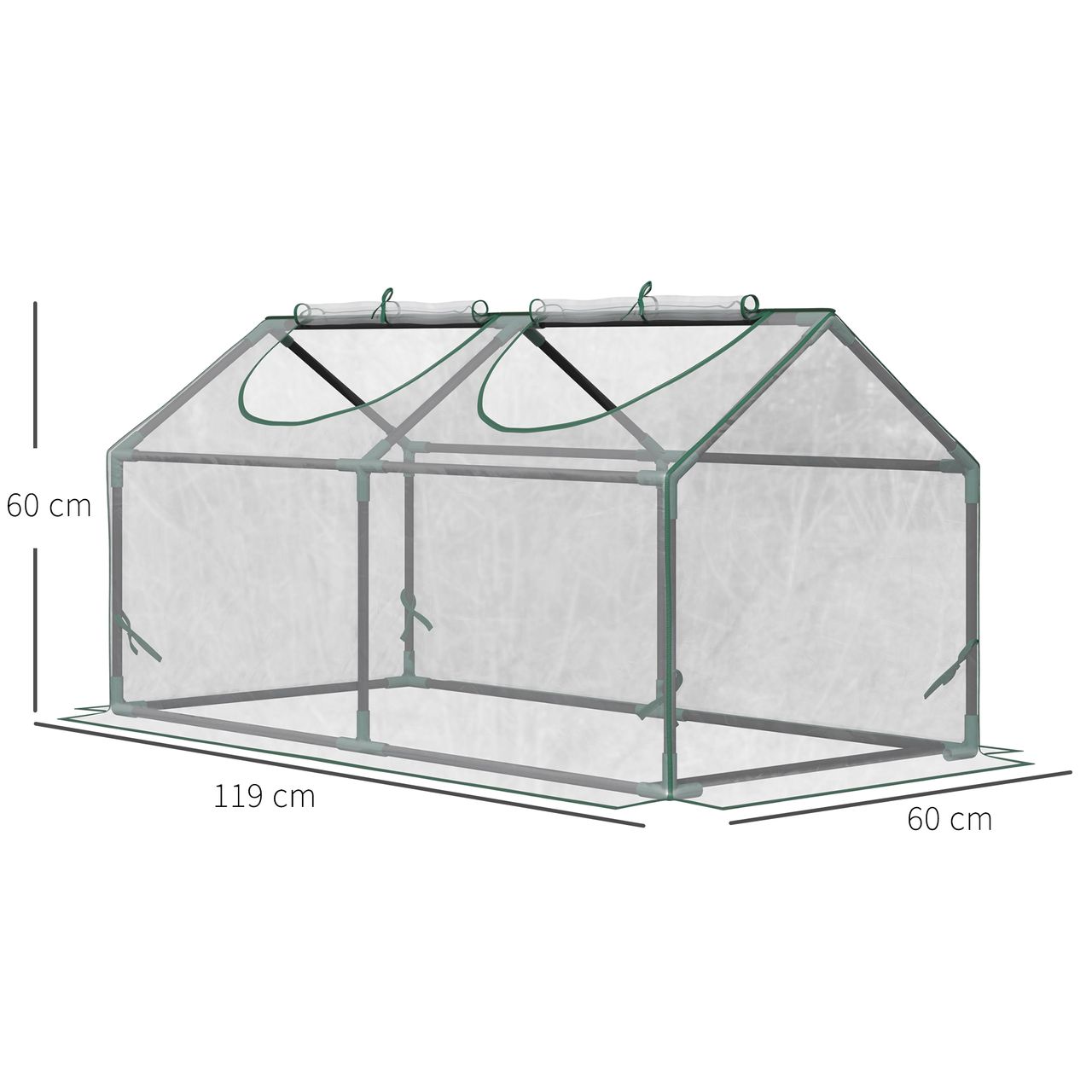 Outsunny Foliegewächshaus mit Fenster PVC Tomatenhaus 120x60x60cm Transparent