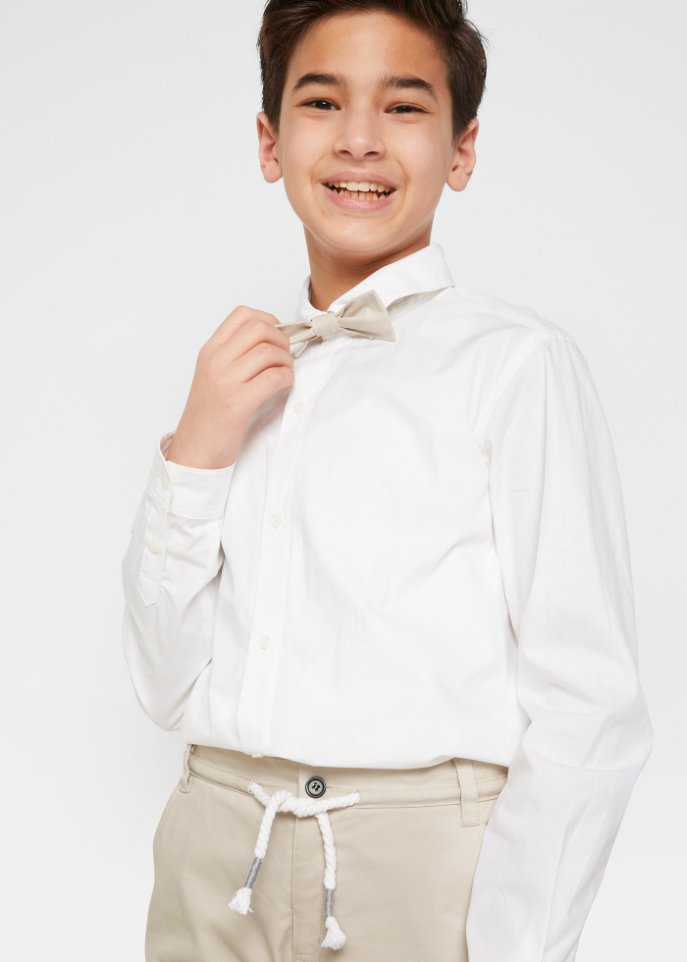 Jungen Chinohose, Hemd, Fliege, festlich (3-tlg.Set)