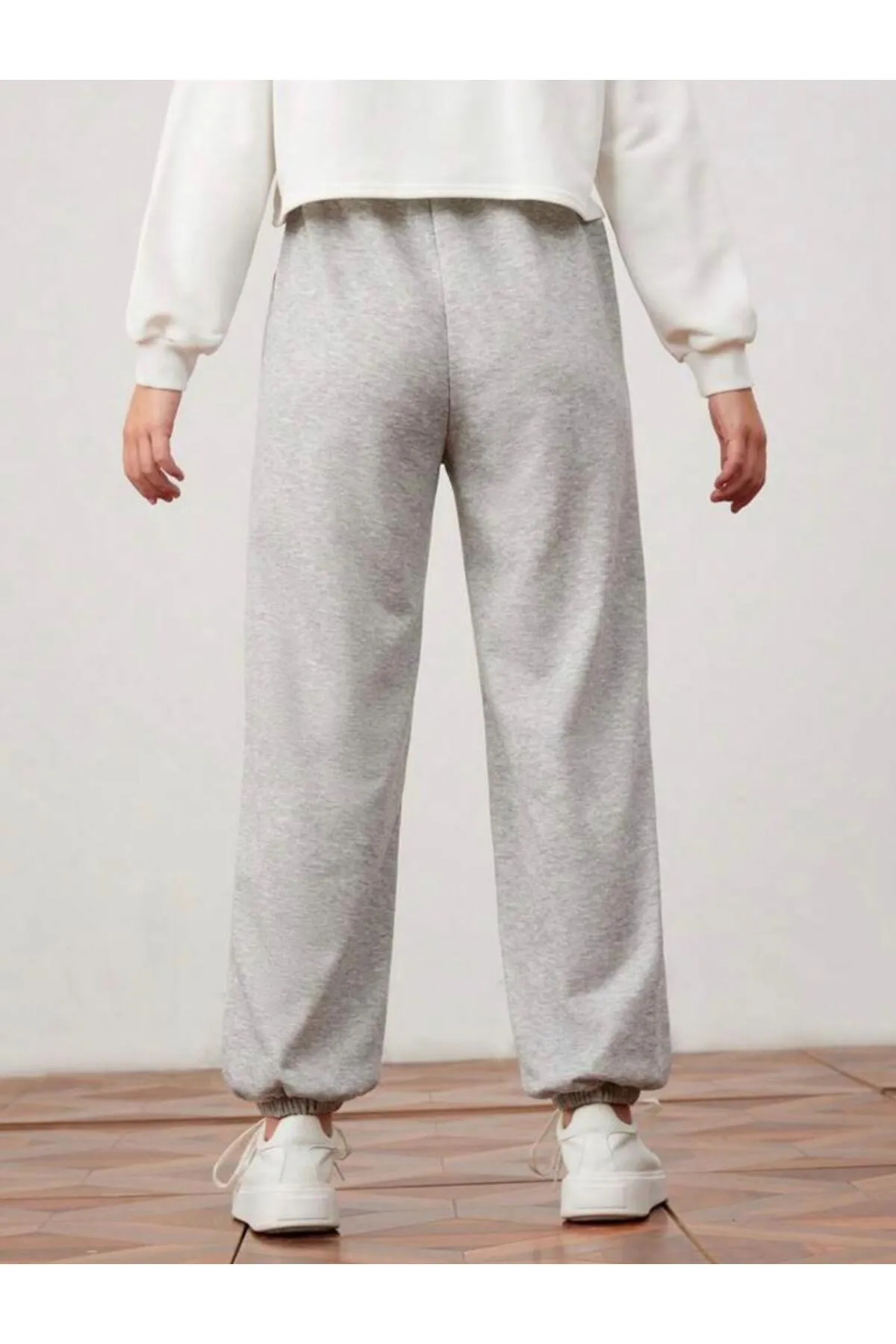 My Blog  Graue Brookyln-bedruckte Damen-Jogginghose mit elastischem Bund und Beinen