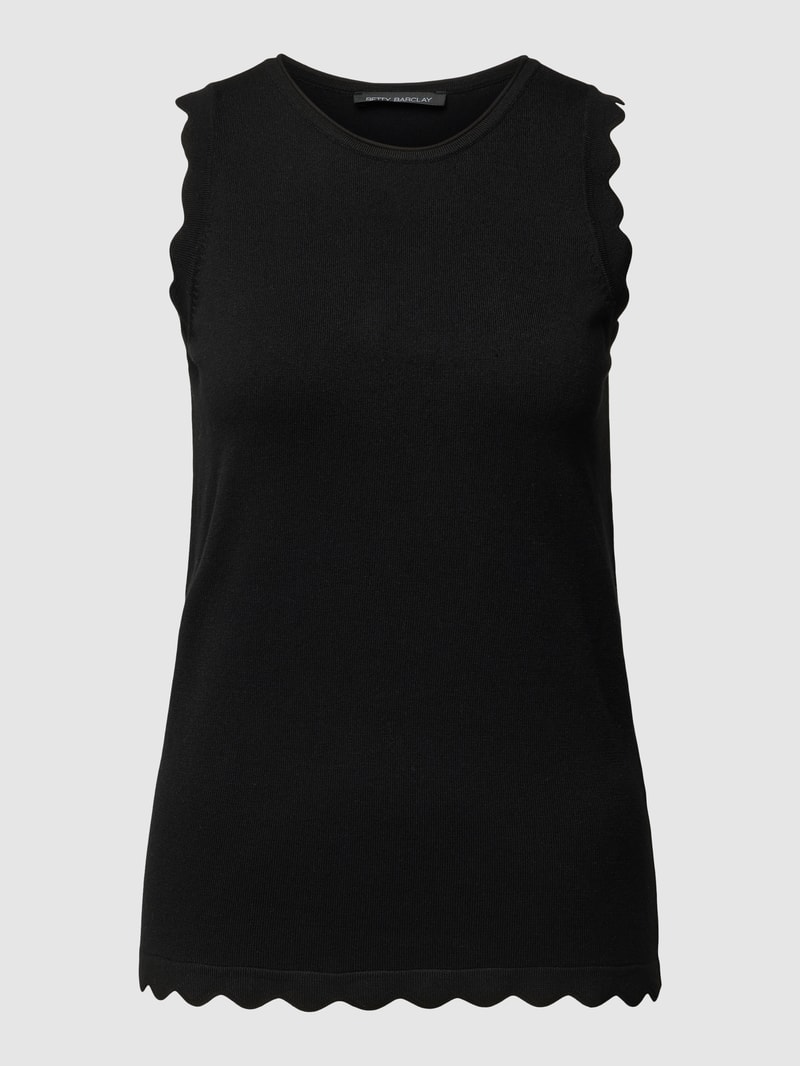 Tanktop mit Wellensaum in schwarz