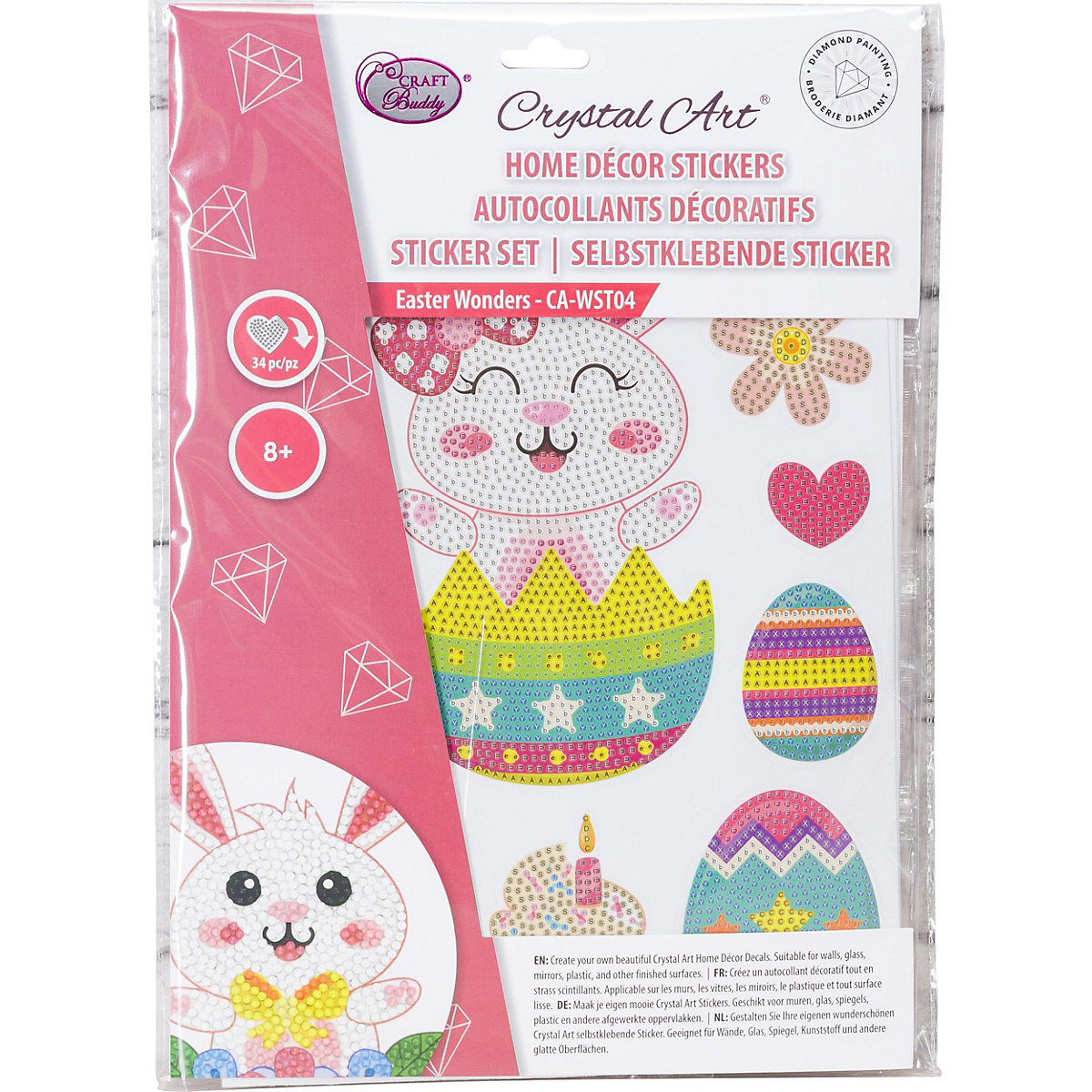 Ostern, 4er Set Crystal Art Wandsticker