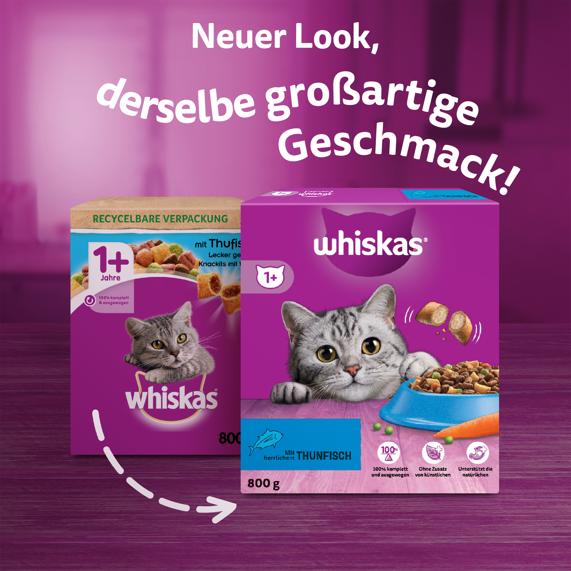 Whiskas Trockenfutter Whiskas 1+ Adult Trockenfutter 800g Thunfisch
