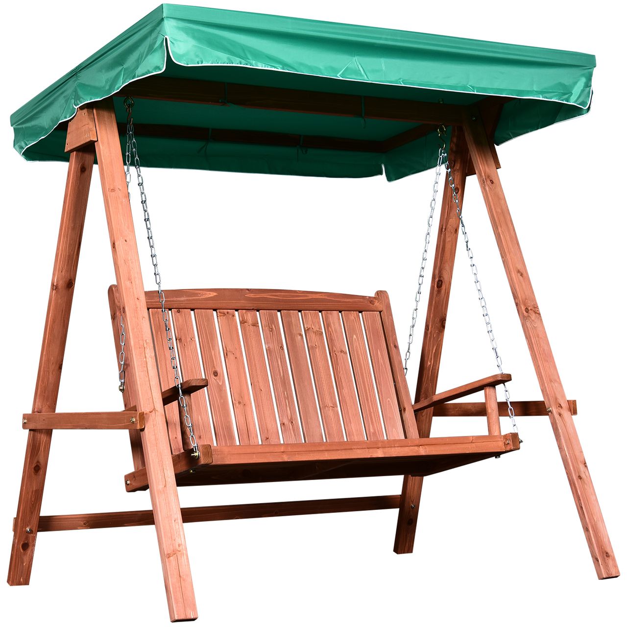 Outsunny Gartenschaukel für 2 Personen mit Dach Massivholz Grün 160 x 120 x 165 cm