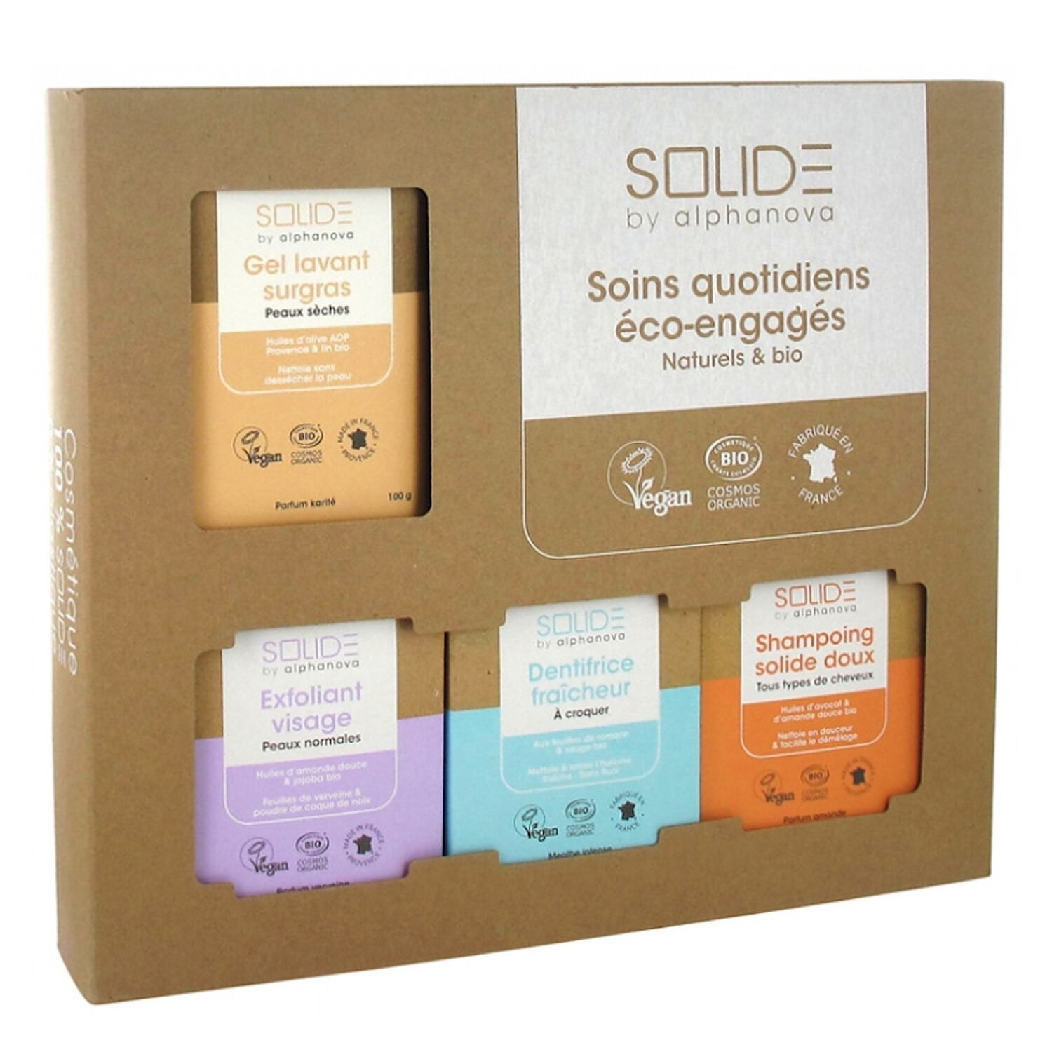 Alphanova Solide Coffret Découverte Solide Peaux Sèches Bio - 4 Produits