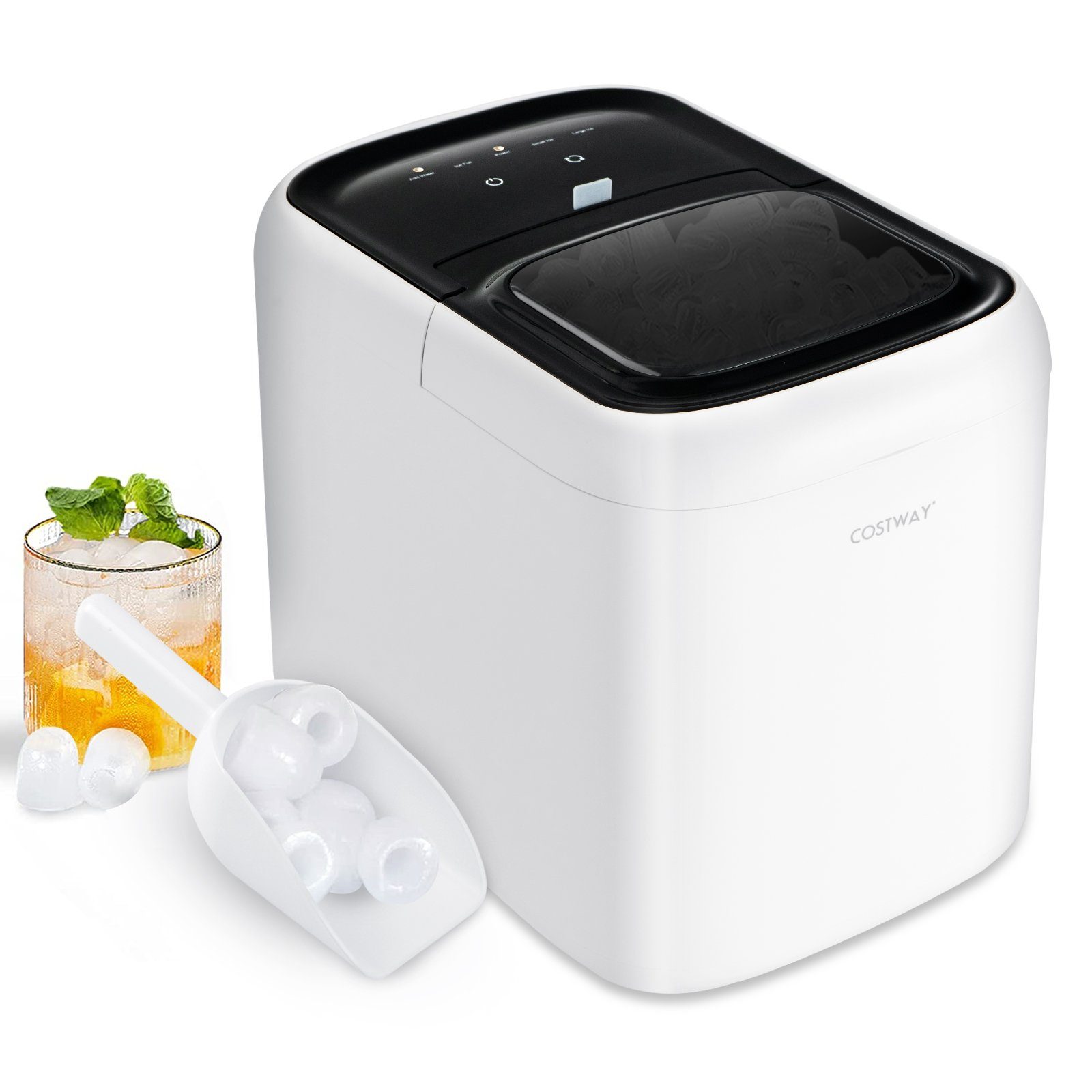 COSTWAY Eiswürfelmaschine, 9 Eiswürfel in 6-8 min, 15kg 24 H, 2L Wassertank