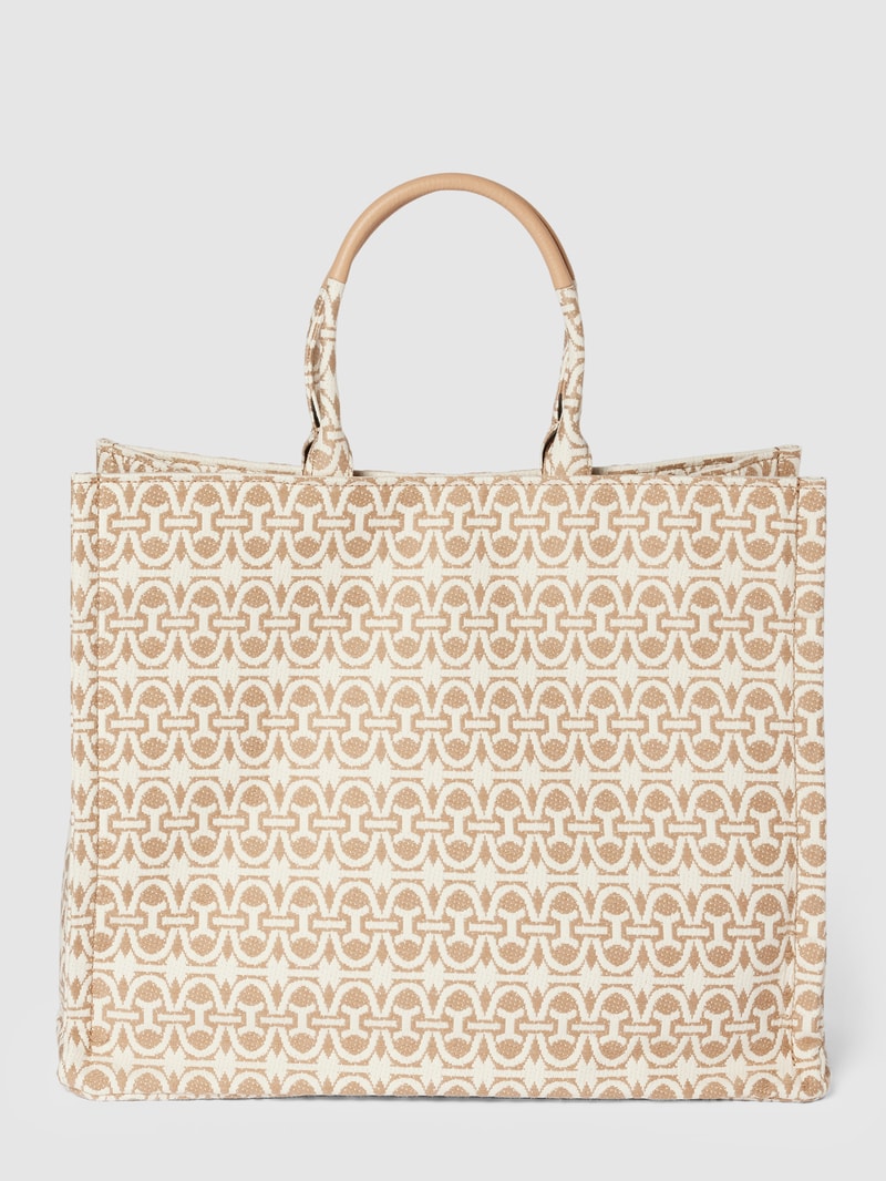 Tote Bag mit Allover-Muster Modell 'NEVER' in beige