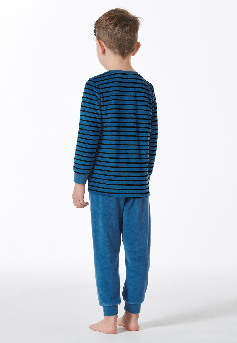 Schlafanzug lang Bündchen Streifen blau - Boys World
