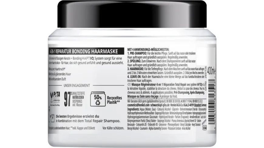 GLISS 4-in-1 Bonding Haarmaske Total Repair Reparatur 400 ml