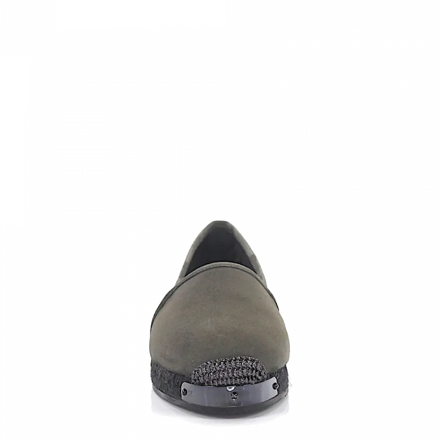 Giuseppe Zanotti - Espadrilles Santiago Veloursleder khaki Kaninchenfell Bast - grün