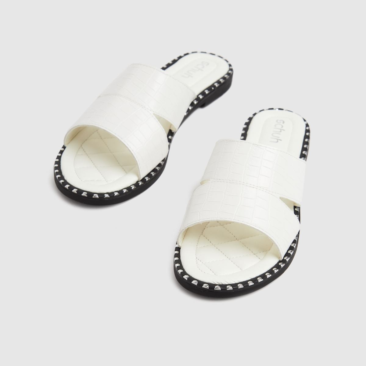 Schuh – Topaz – Vita mulesandaler med krokodildetaljer