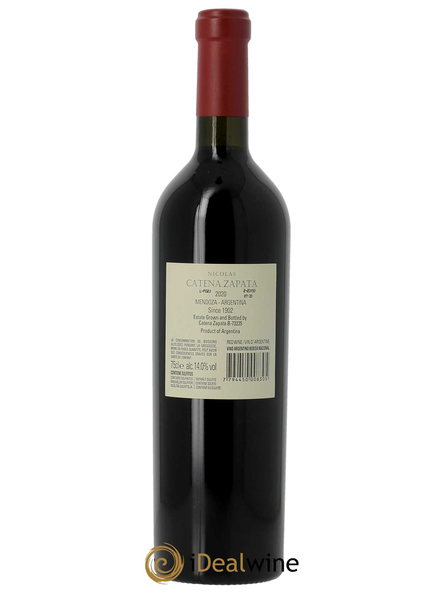 Mendoza Catena Zapata Nicolas (CBO à partir de 6 BTS) 2020 - Lot de 1 Bouteille