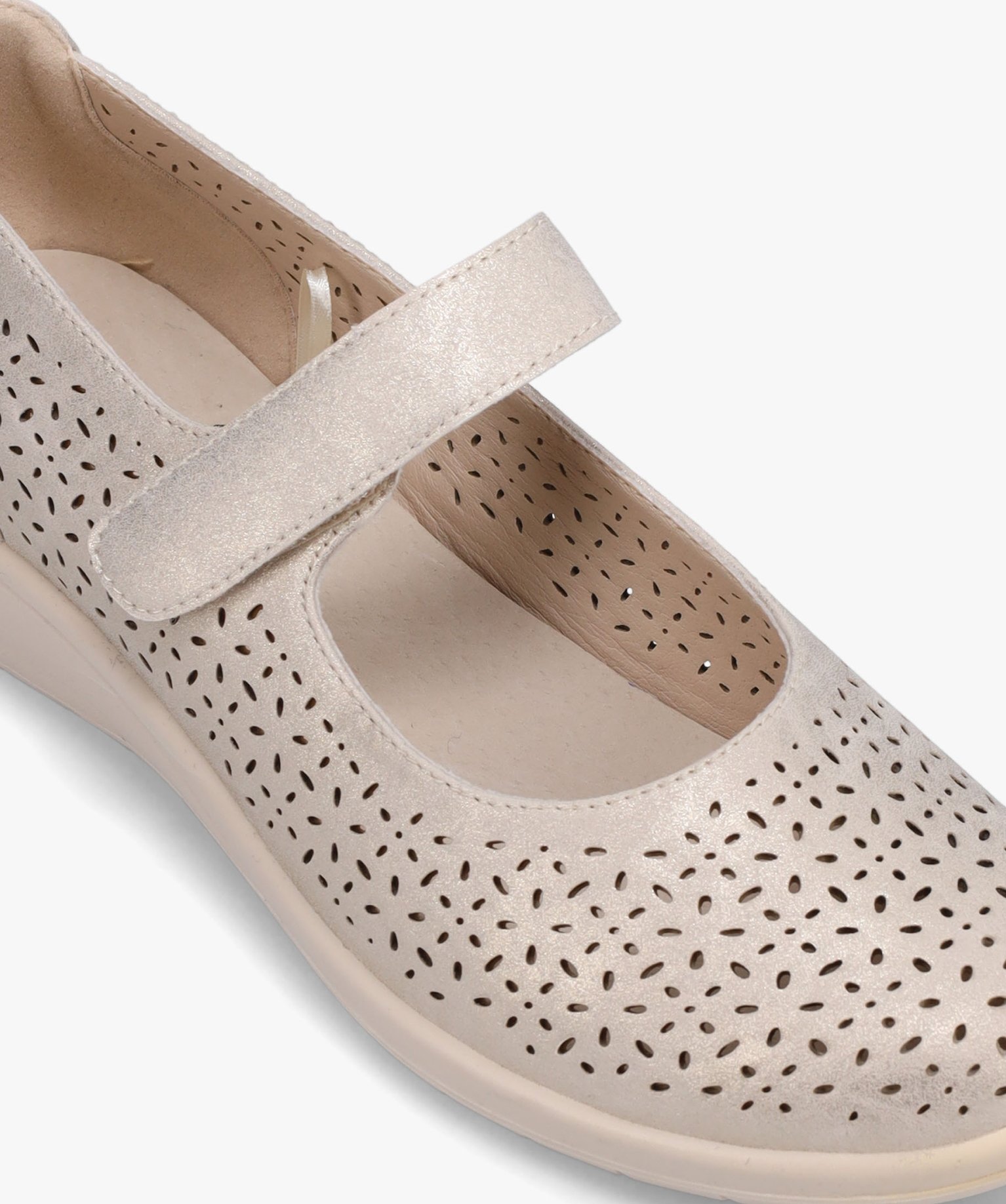 Ballerines femme confort à bride scratch dessus ajouré or | GEMO