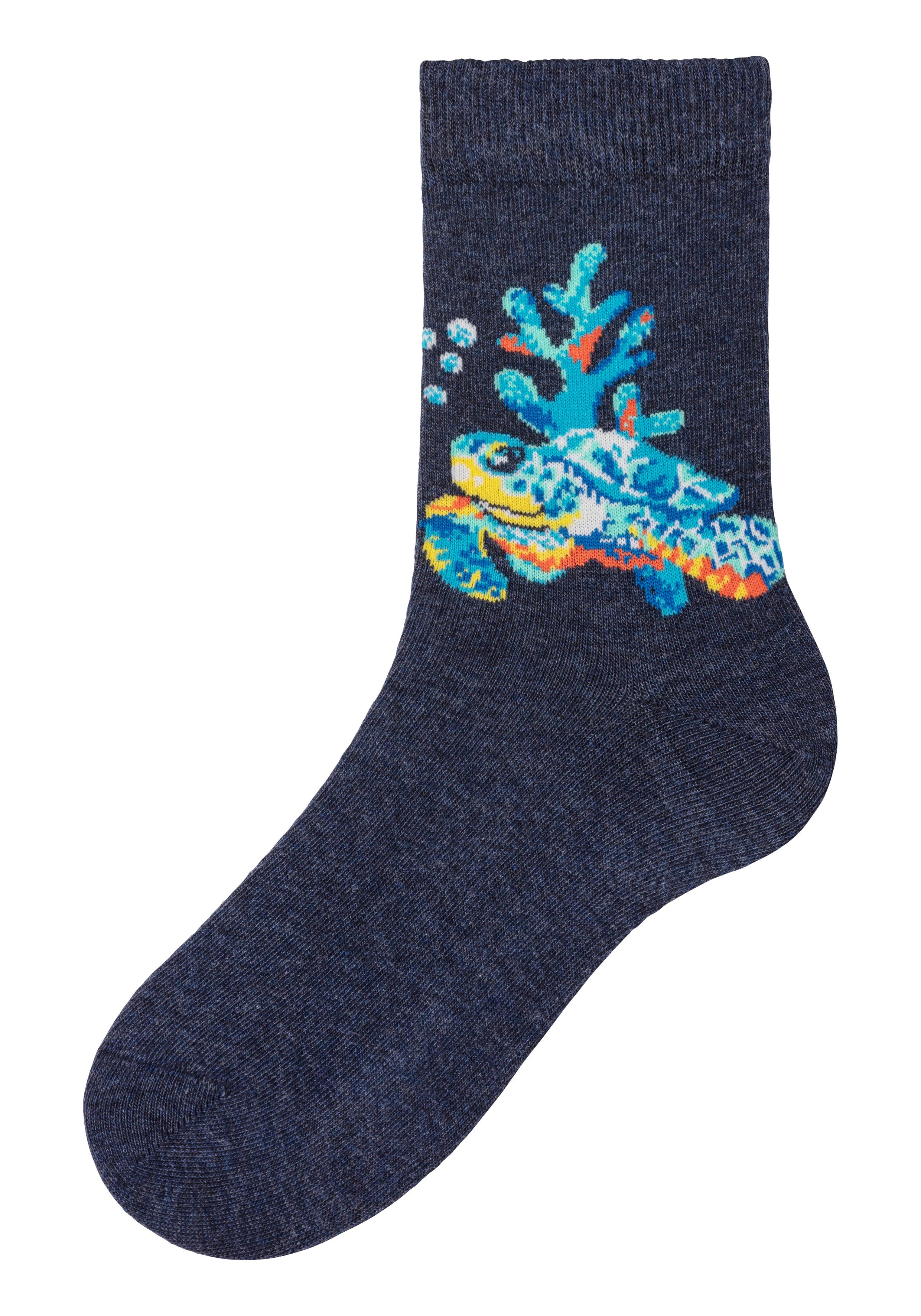 H.I.S Basicsocken (Packung, 5-Paar) mit farbigen Meerestieren