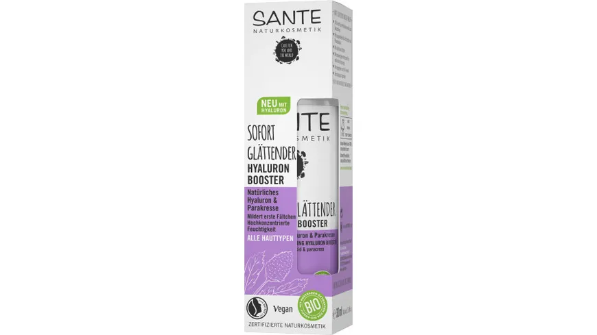 SANTE Sofort Glättender Hyaluron Booster Natürliches Hyaluron & Parakresse 30 ml