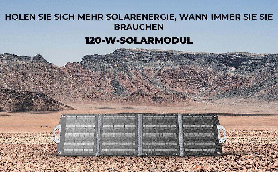POCOSOLR Solarmodul 120W Solar Panel - Tragbar Solarpanels Faltbar Solarmodul PV Modul, 120,00 W, monokristalline Solarzellen, (Inklusive Laderegler und Zubehör, IP67 Wasserdichtigkeit, ETFE langlebiges Solarmodul), Höchste Effizienz und Tragbarkeit