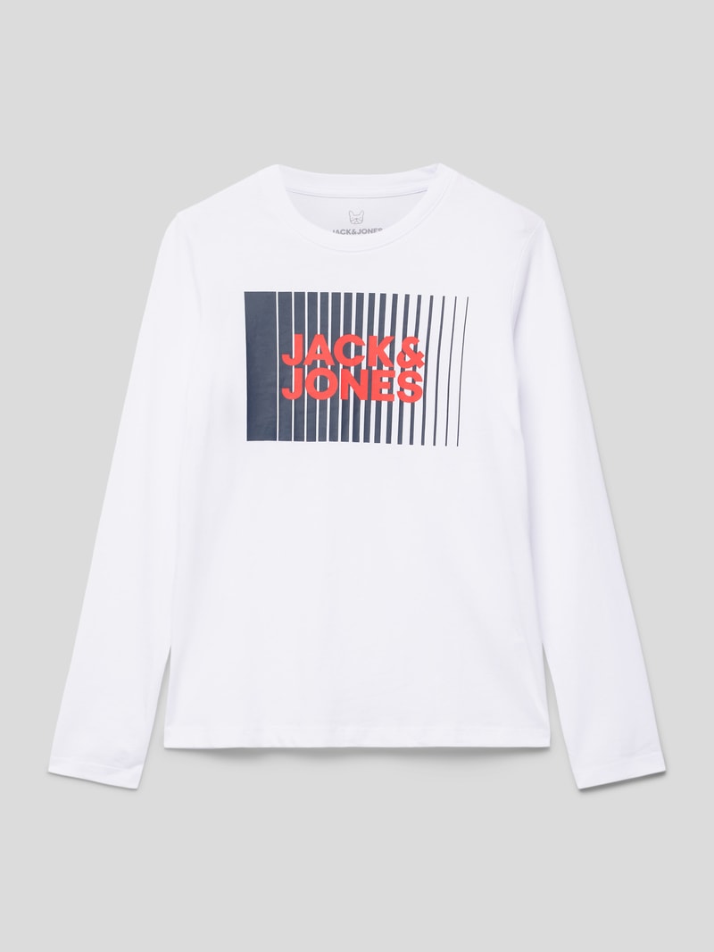 Longsleeve mit Label-Print Modell 'PLAY' in weiß