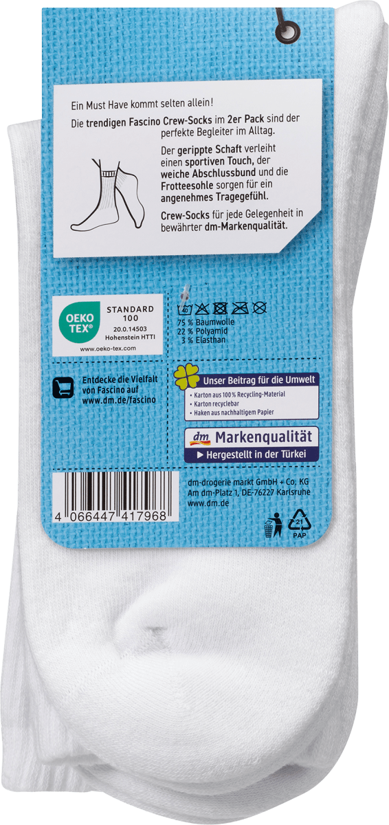 Crew Socken weiß Gr. 39-42, 2 St