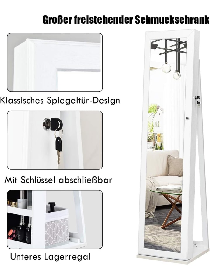 COSTWAY Schmuckschrank abschließbar 157cm in Weiß günstig kaufen onesize