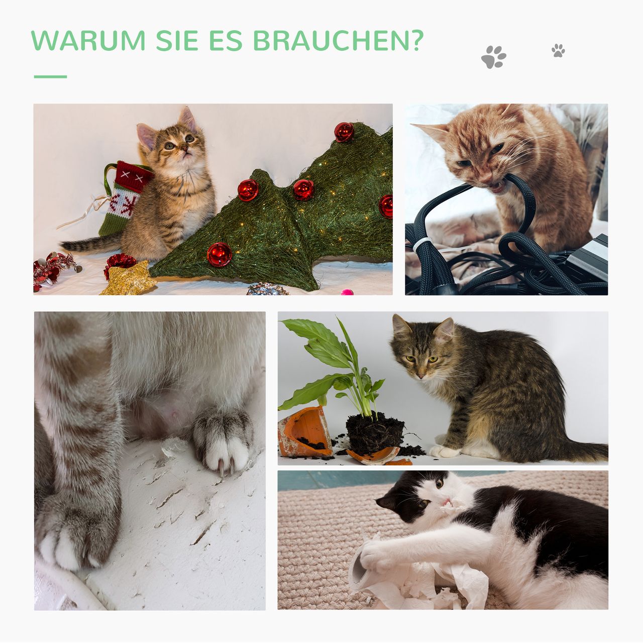 PawHut Kratzbaum Kaktus Spielzeug 65 cm Hoch Sisal Seil Kiefernholz Grün Natur