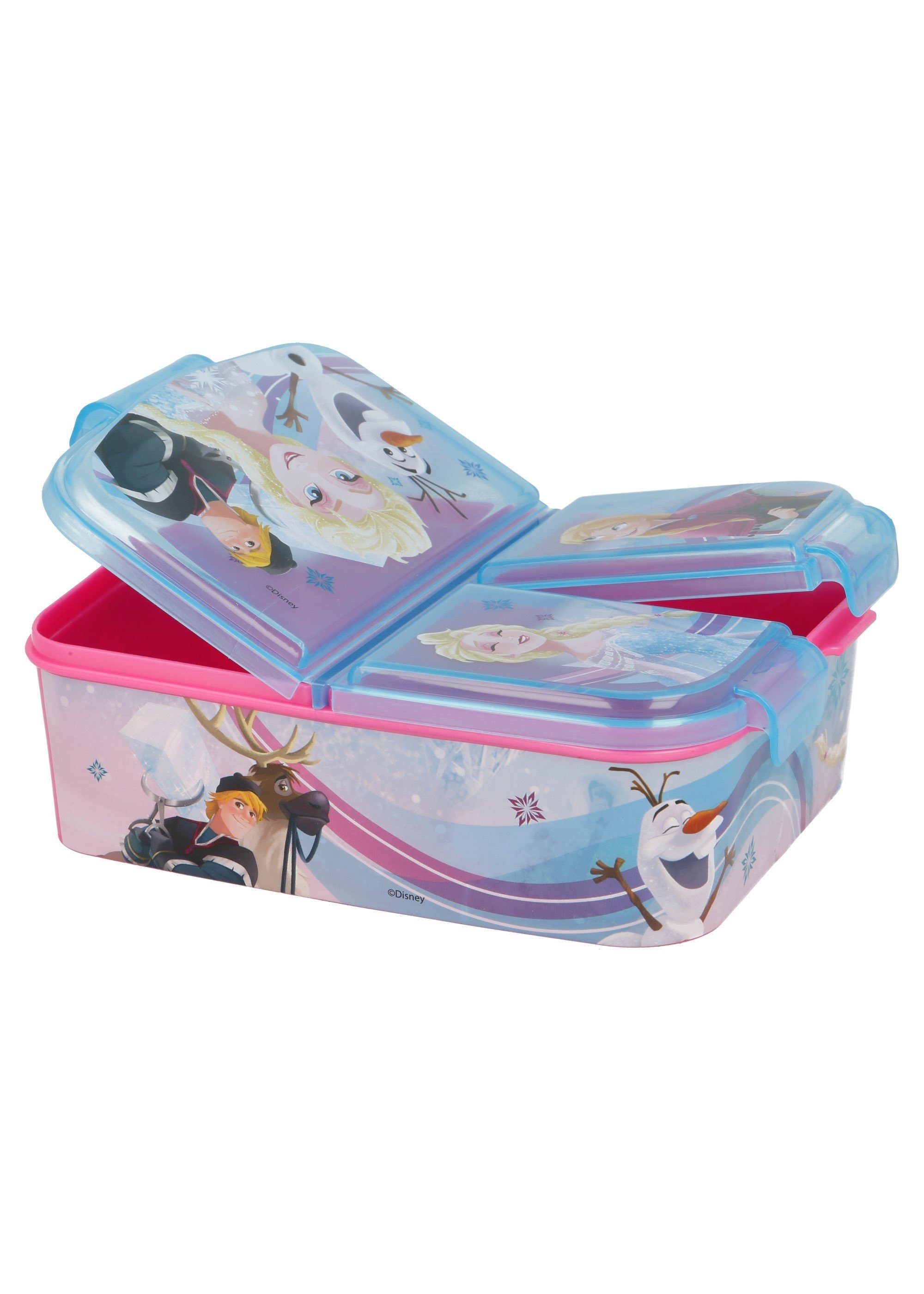 Frozen Lunchbox Brotdose Eiskönigin Elsa, Anna und Olaf, Vesperdose mit 3 Fächern, BPA-frei