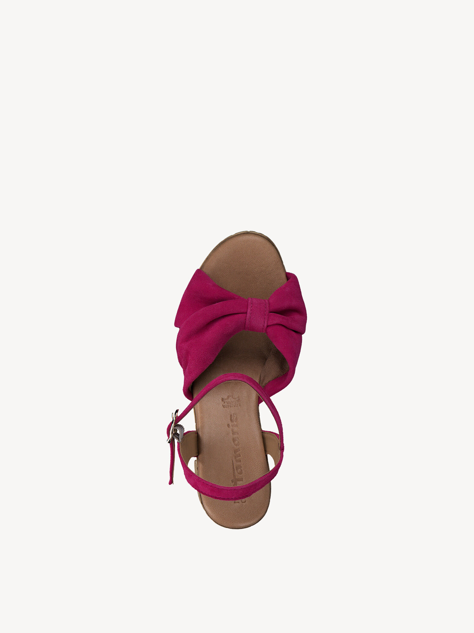 Sandale à talon en cuir - rose fuchsia