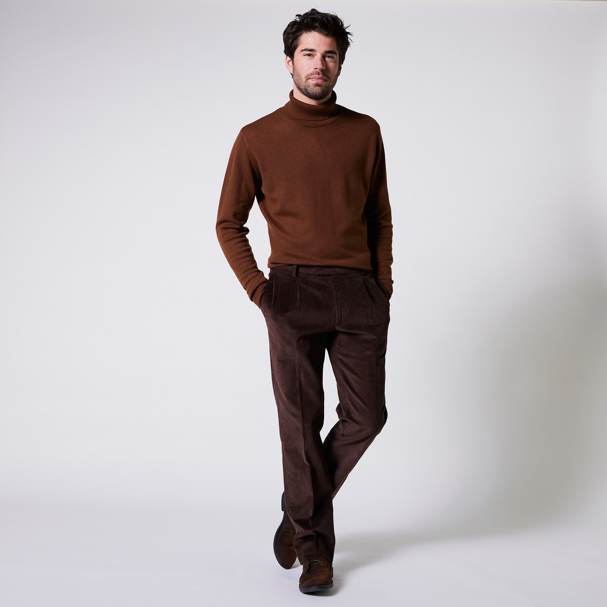 Pantalon velours taille élastiquée sans pince