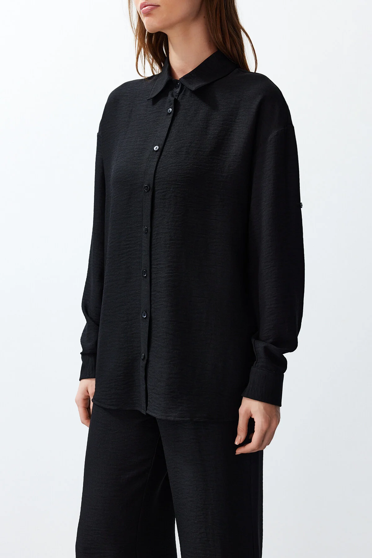 Trendyol Collection  Schwarzes gewebtes Oberteil- und Unterteil-Set TWOSS24AU00095