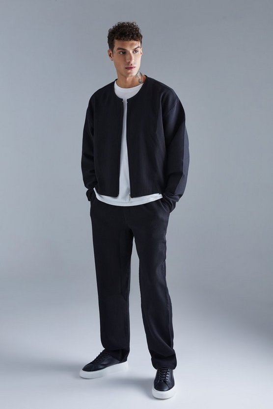 Kastige Bomberjacke & elastische Slim-Fit Hose