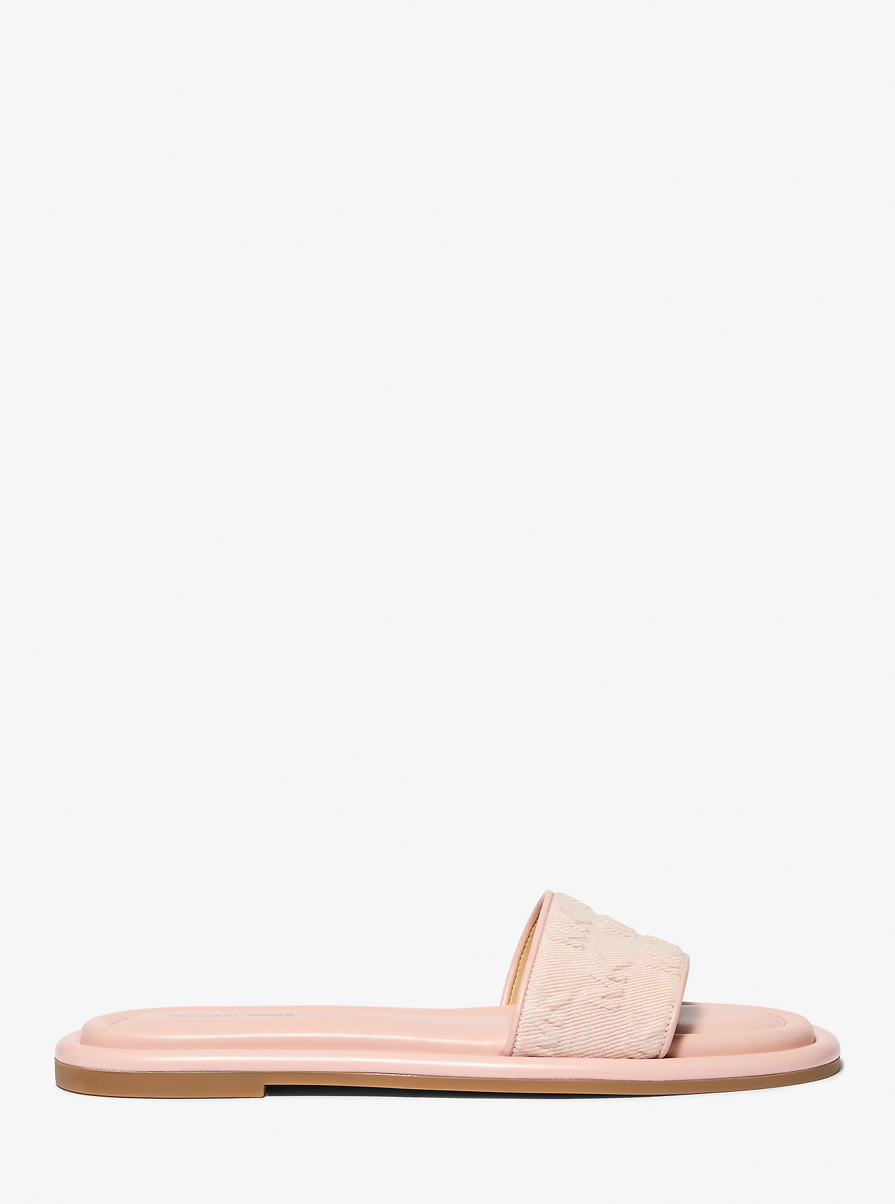 Dana Logo Preget Denim Slide Sandal - ROSEWATER