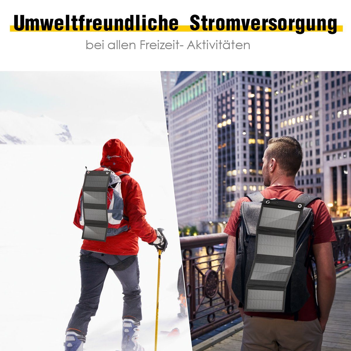 LETGOSPT Solarmodul 40W Tragbares Solarladegerät, USB-Solarladegerät, Wasserdichte IP65, 40,00 W, Kompatibel mit Handy, Tablets, Powerbank, ideal für Touren/Aktivitäten