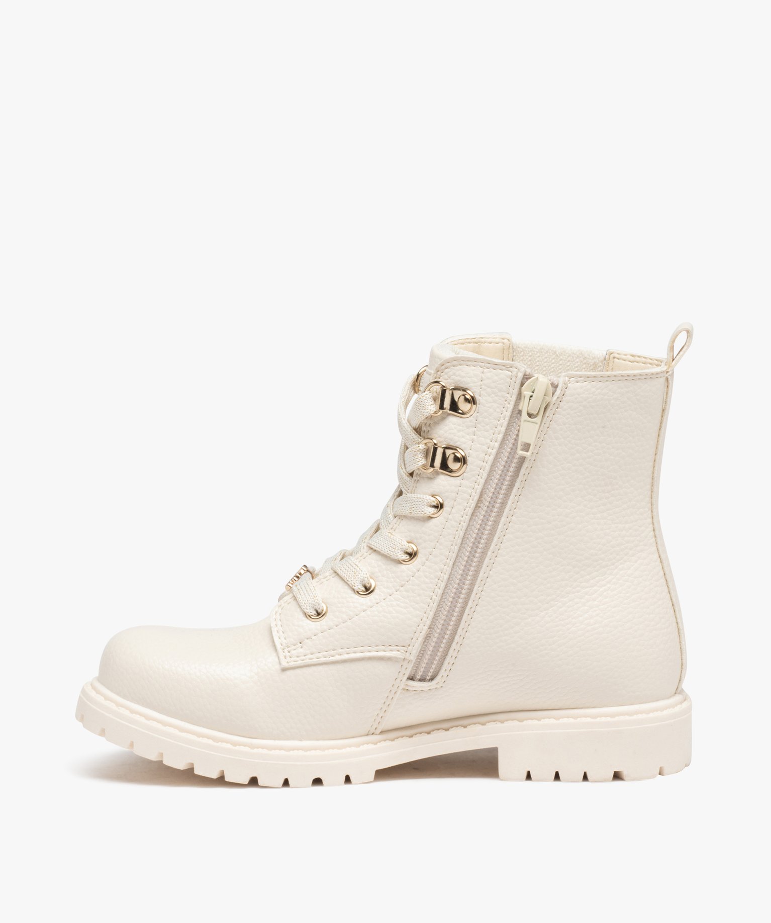 Boots à lacets et semelle crantée fille - LuluCastagnette ... blanc | GEMO