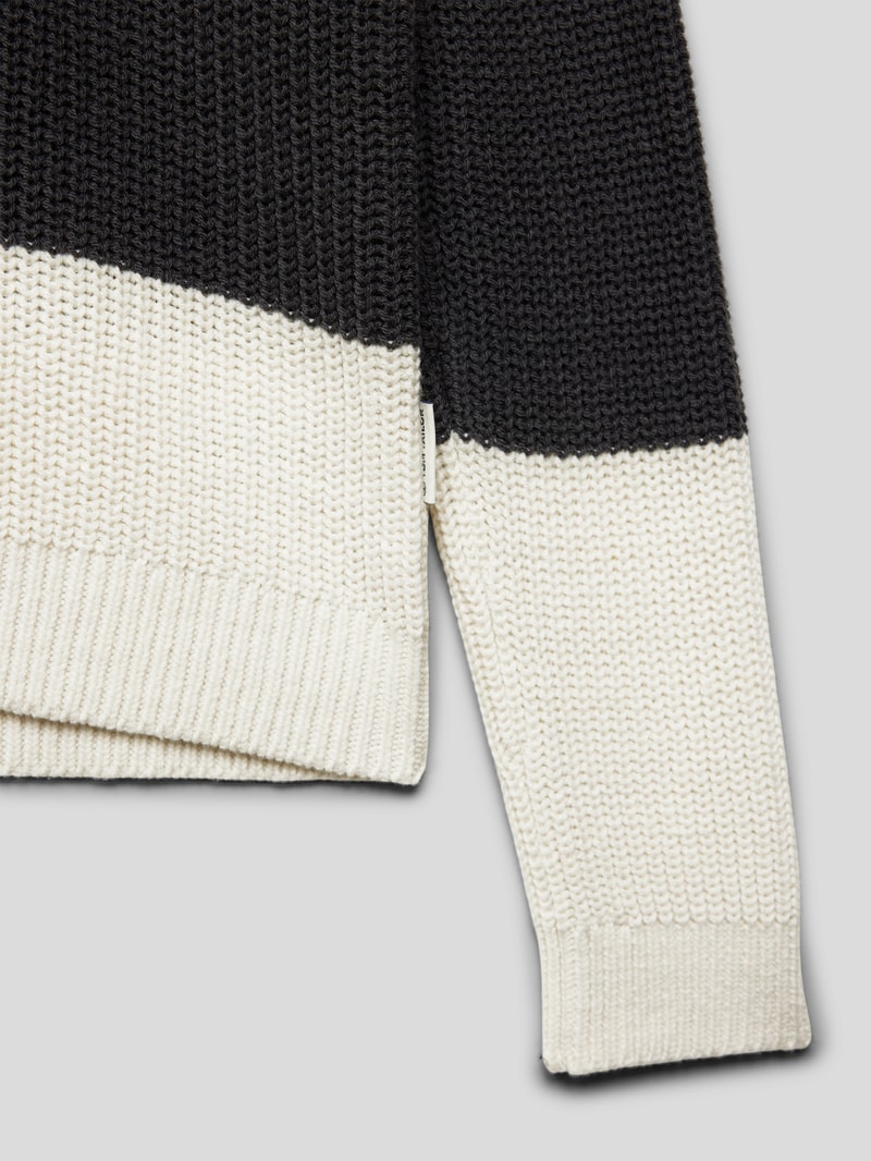 Strickpullover mit Blockstreifen in graphit