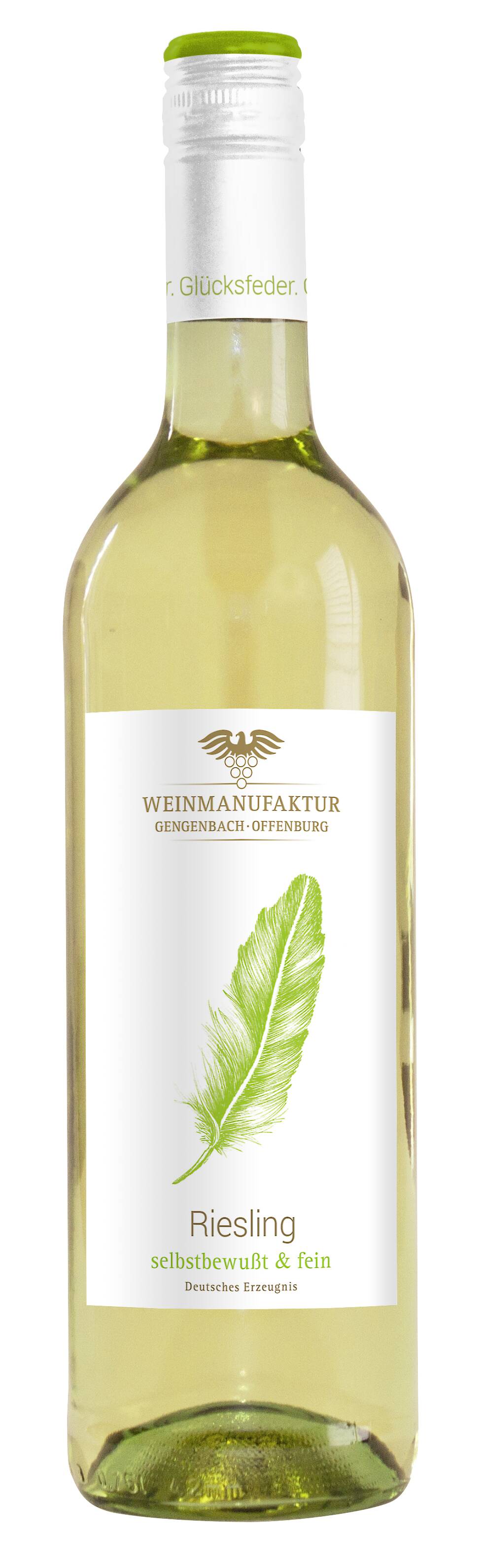 Weinmanufaktur Gengenbach-Offenburg Glücksfeder Riesling Qualitätswein feinherb 0,75L 2022