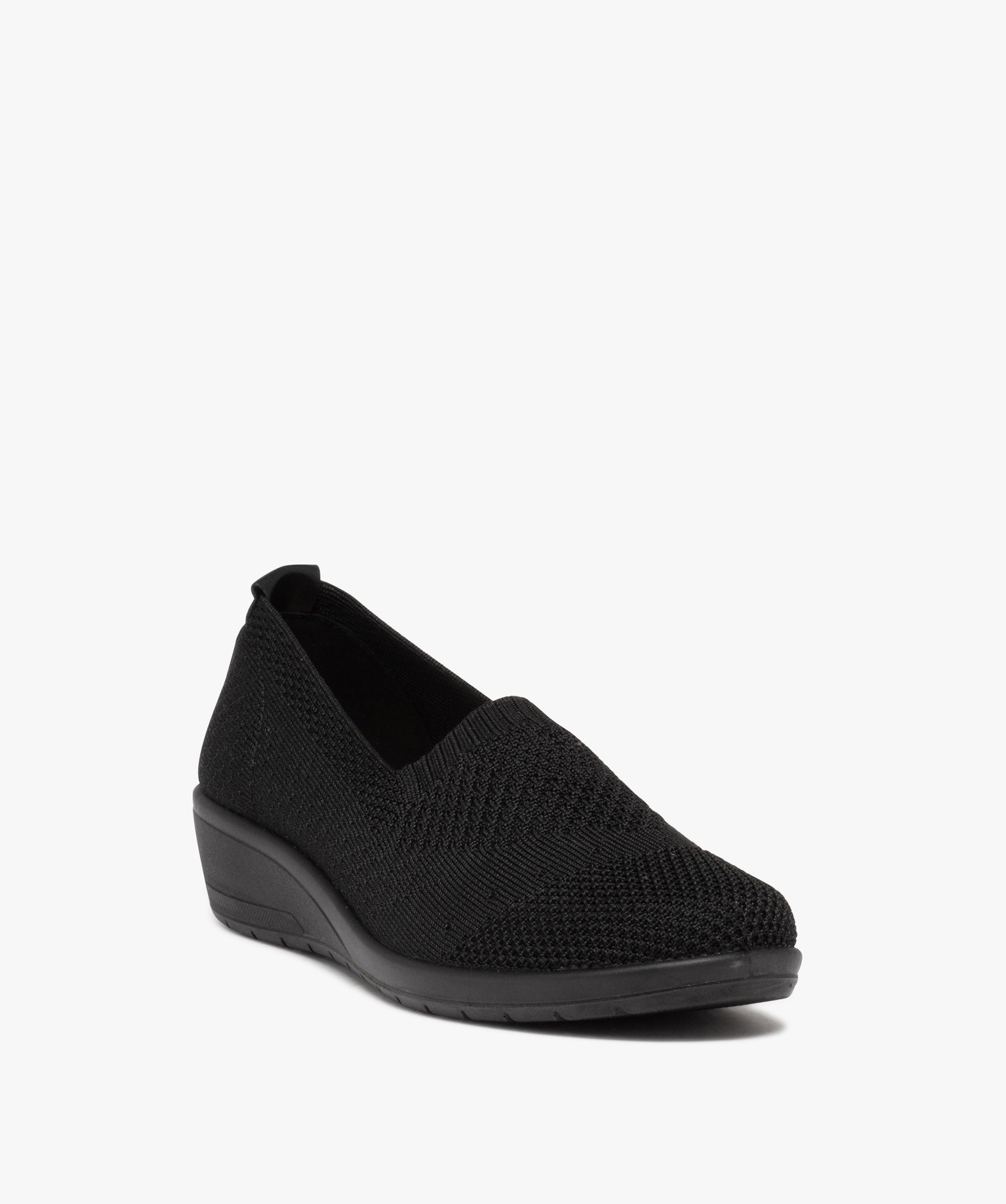 Mocassins femme confort unis en mesh à semelle compensée noir | GEMO