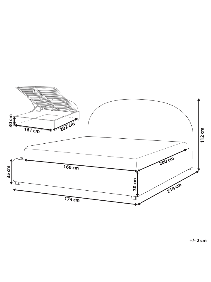 Beliani Doppelbett VAUCLUSE in Blau - (W) 174 x (H) 112 x (L) 214 cm günstig kaufen onesize