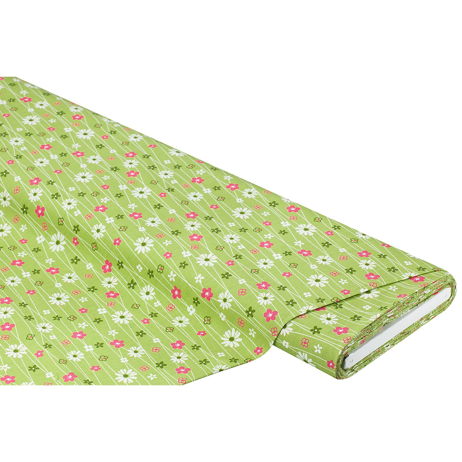 Baumwollstoff Blumen & Linien 