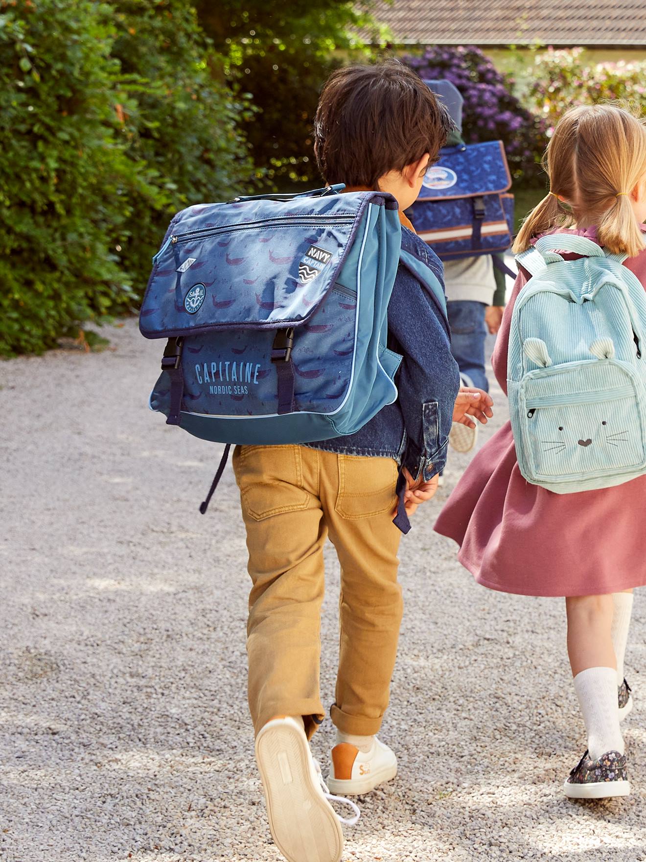 Vertbaudet Jungen Schultasche mit Federmappe KAPITÄN - dunkelblau bedruckt