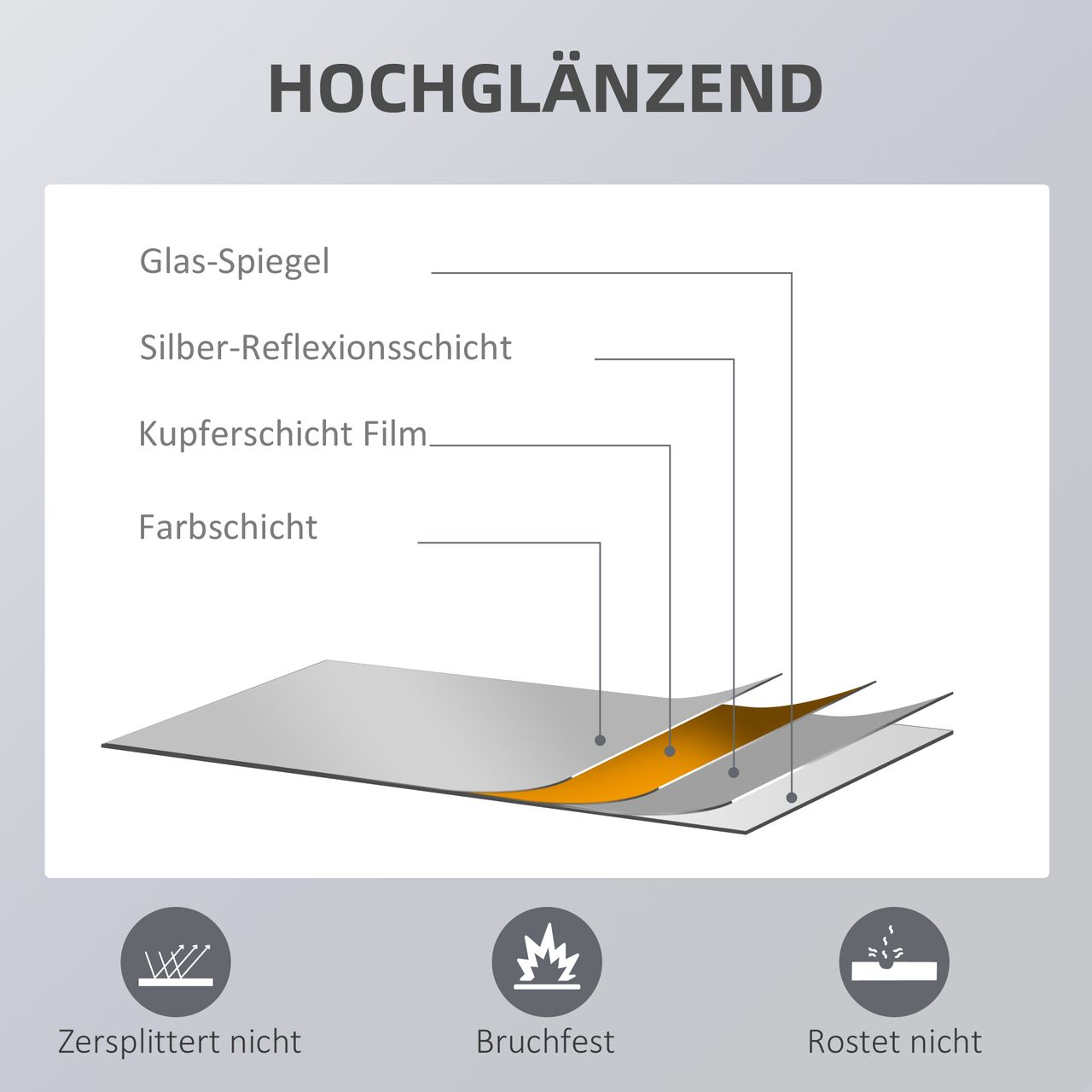 HOMCOM Wandspiegel Garderobenspiegel 125 x 45cm Flurspiegel mit Holzrahmen Natur